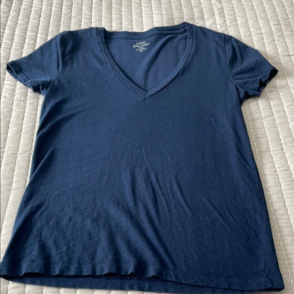 J. Crew Deep Blue V-Neck Tee